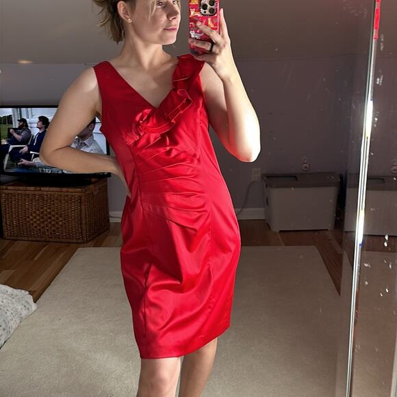 Allen B: Red Ruffled Dress - Picture 1 of 6